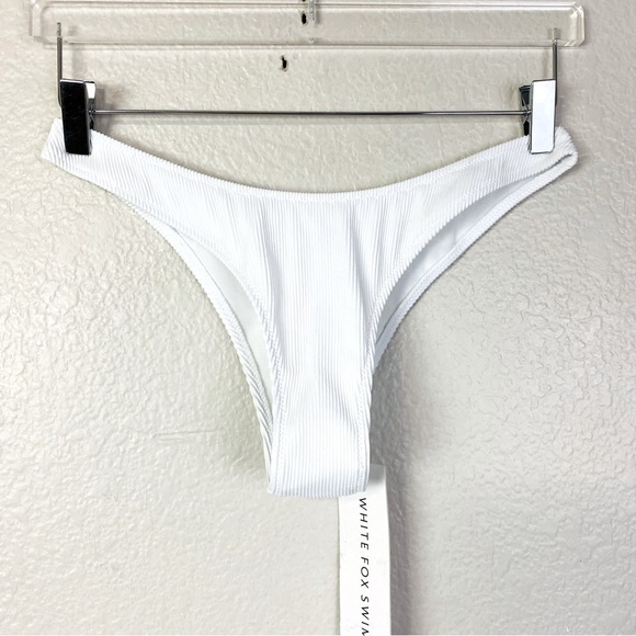 Wildfox Del Marcos White Rib Bikini Bottom Size M - Picture 2 of 8
